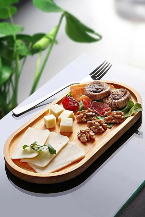 Hermia Bandeja de Madera Beige 12,5 x 27 cm